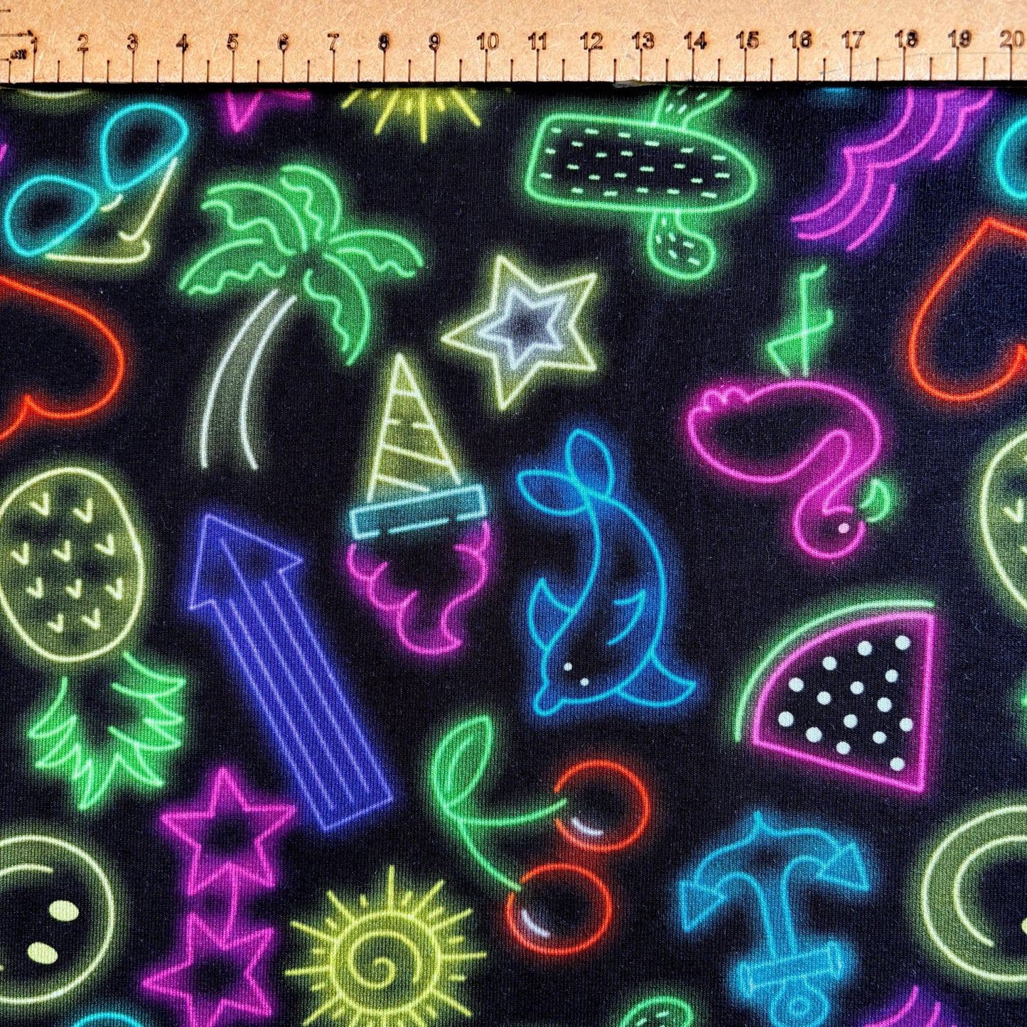 Neon summer Premium Cotton Lycra Jersey Fabric – Kids Stretch Fabric UK image 2