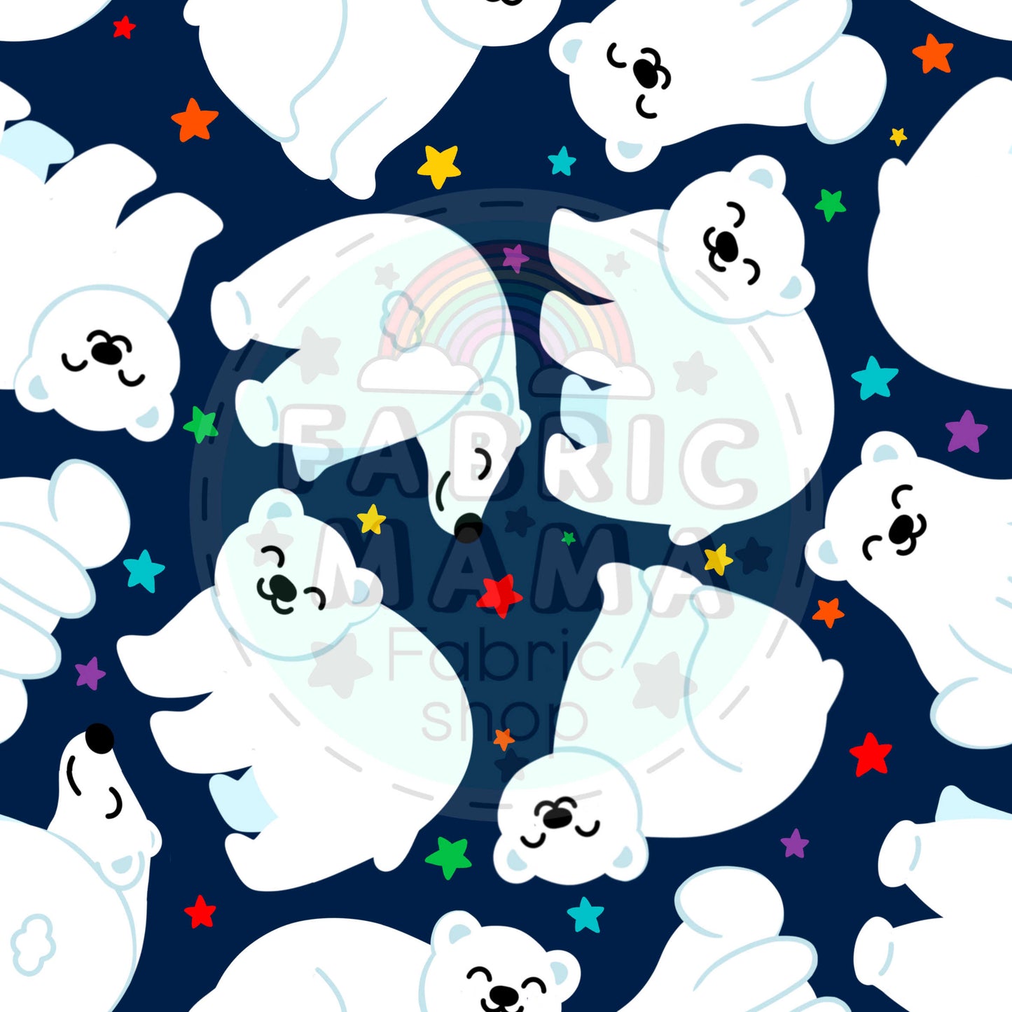 PREORDER Navy Polar bears - Premium Cotton Lycra Jersey Fabric – Kids Stretch Fabric UK