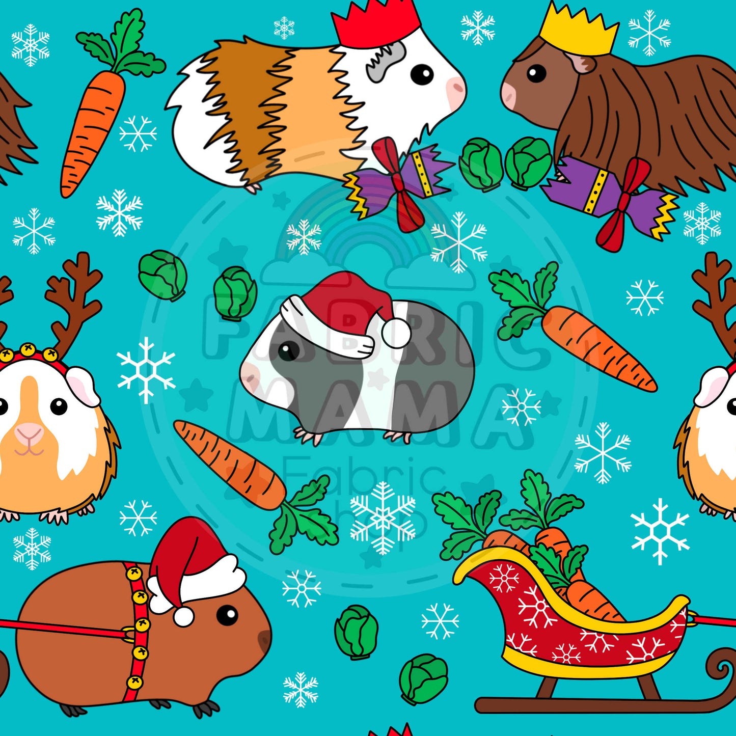 PREORDER Piggles Christmas Party - Premium Cotton Lycra Jersey Fabric – Kids Stretch Fabric UK