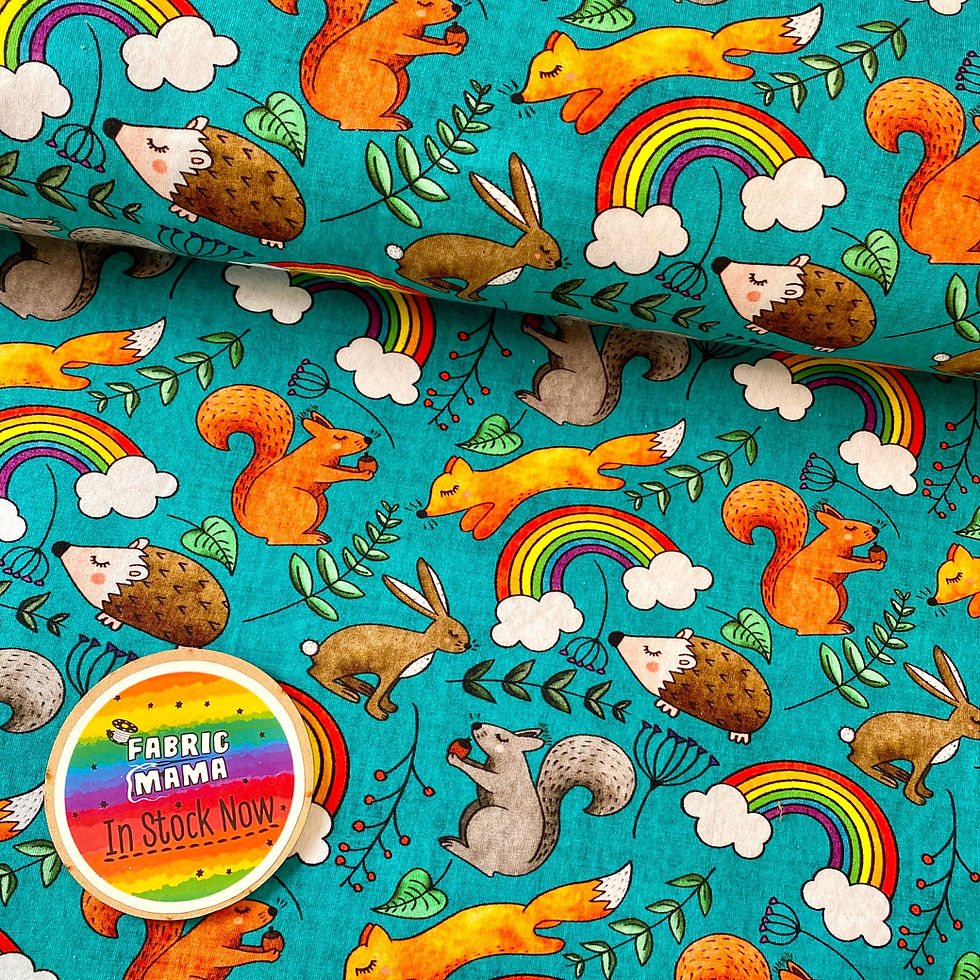 PREORDER Forest friends - Brushed Back French Terry Fabric – Kids Stretch Fabric UK