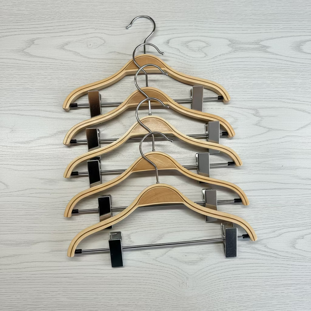 Children’s Wooden Clip Coat Hangers – Pack of 5