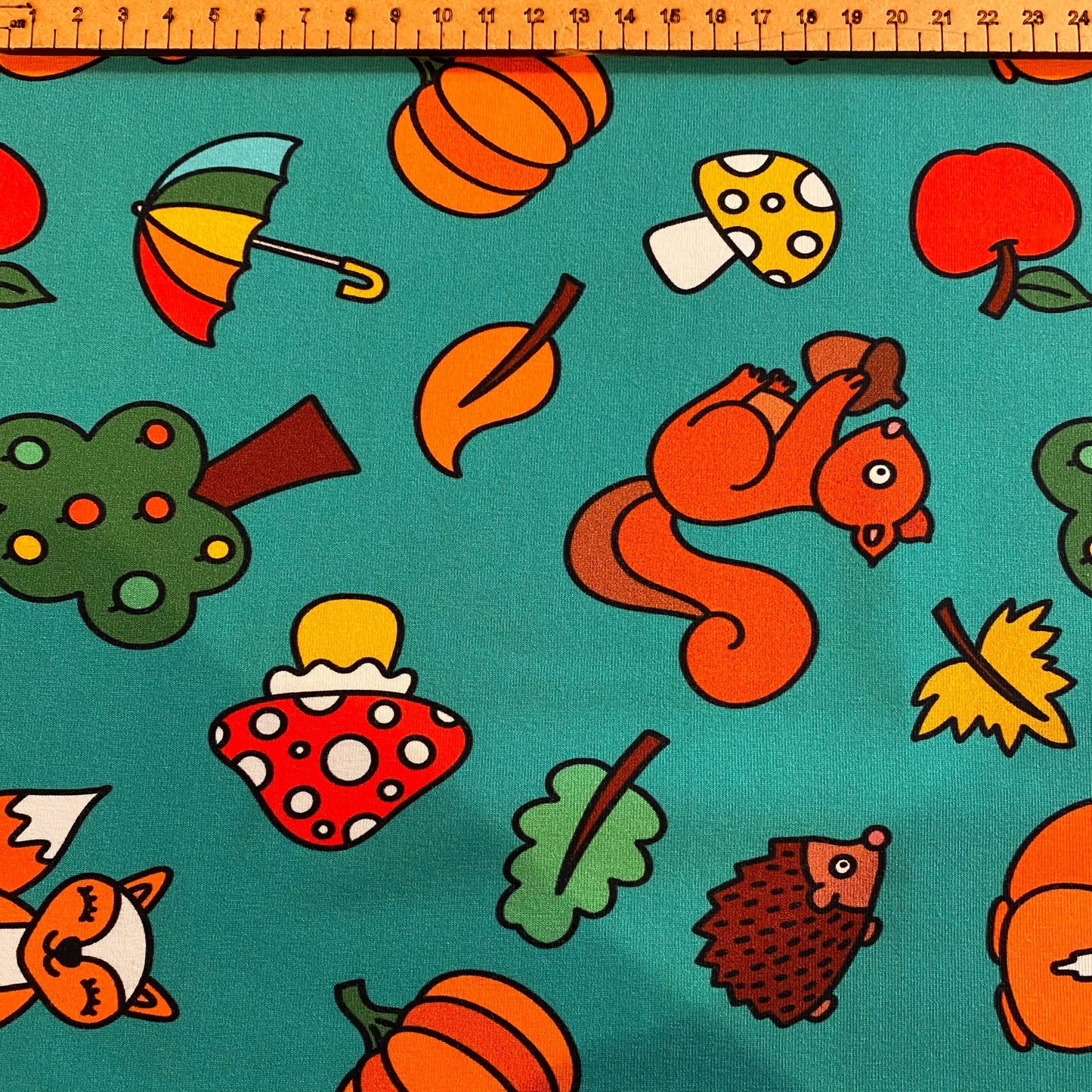 PREORDER Woodland Wildlife - Brushed Back French Terry Fabric – Kids Stretch Fabric UK
