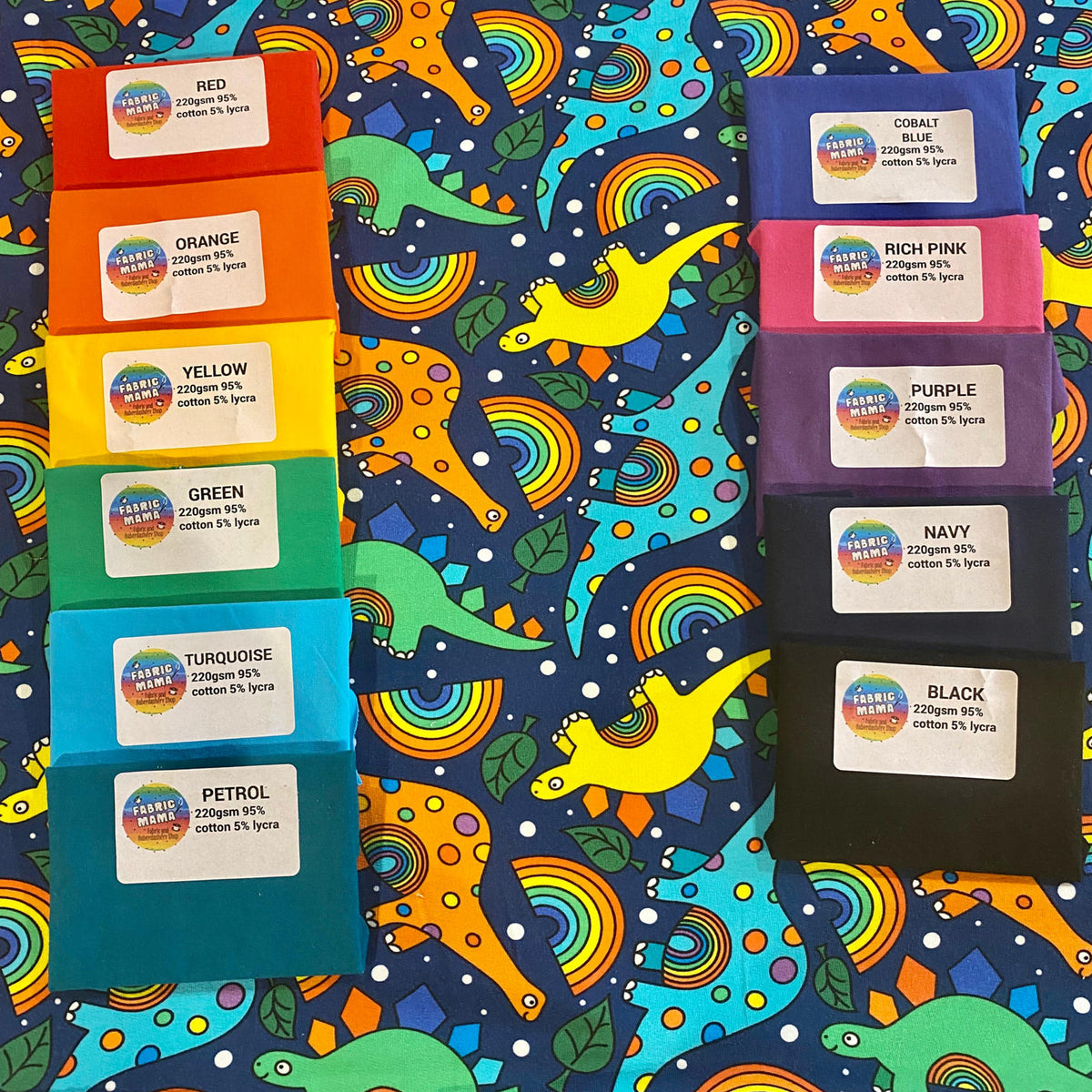 Herbivores -220gsm Premium Cotton Lycra Jersey Fabric – Kids Stretch Fabric UK