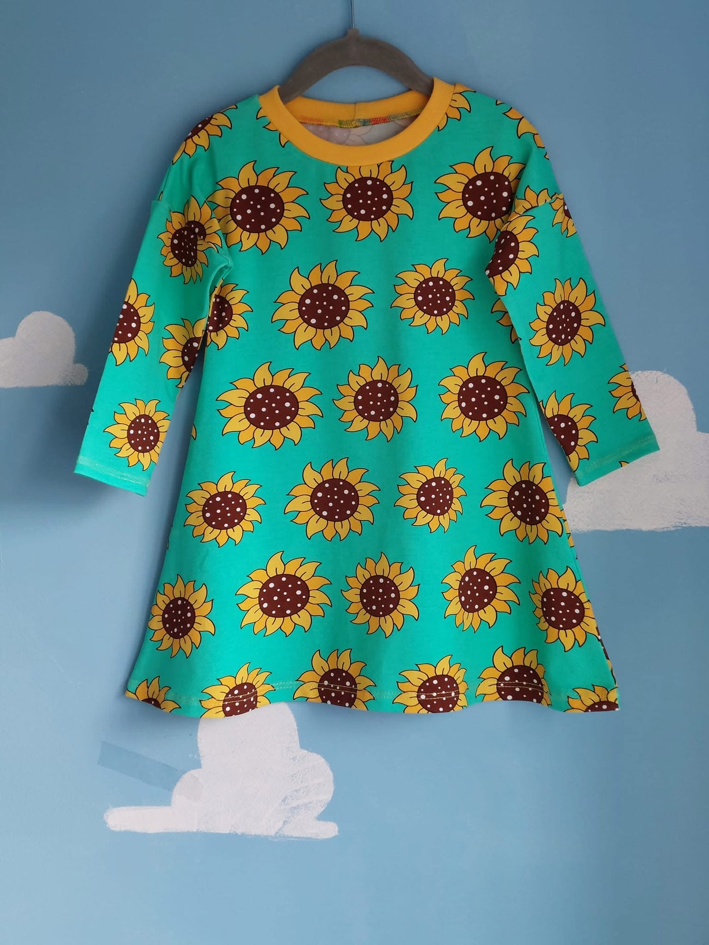 Sunflowers - Premium Cotton Lycra Jersey Fabric – Kids Stretch Fabric UK