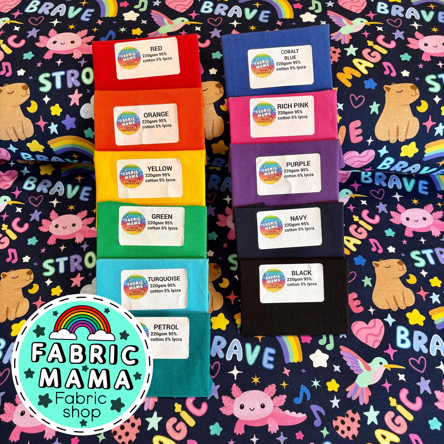 Positivity - premium cotton lycra jersey kids stretch fabric