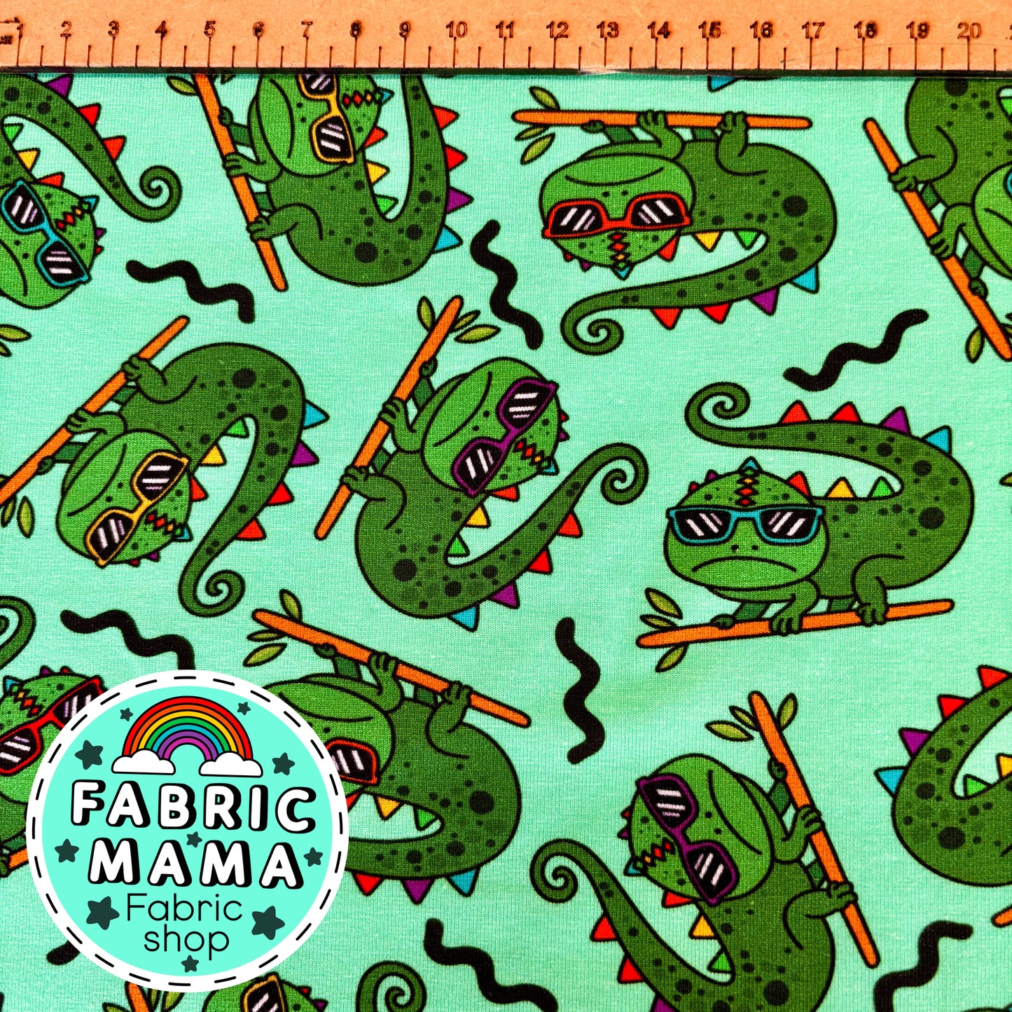 Indy the chameleon - premium cotton lycra jersey kids stretch fabric