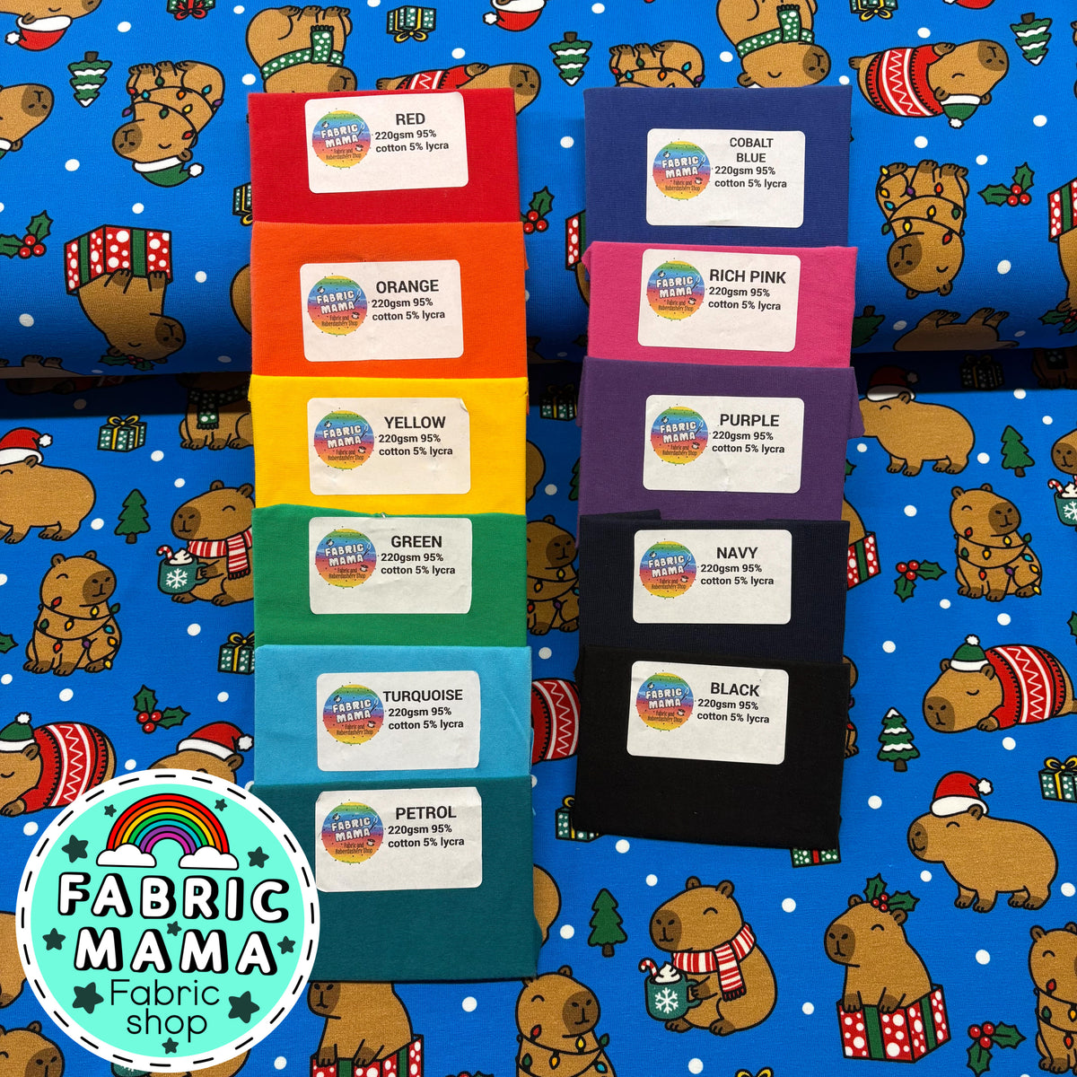 Cosy Capybaras - Premium Cotton Lycra Jersey Fabric – Kids Stretch Fabric UK