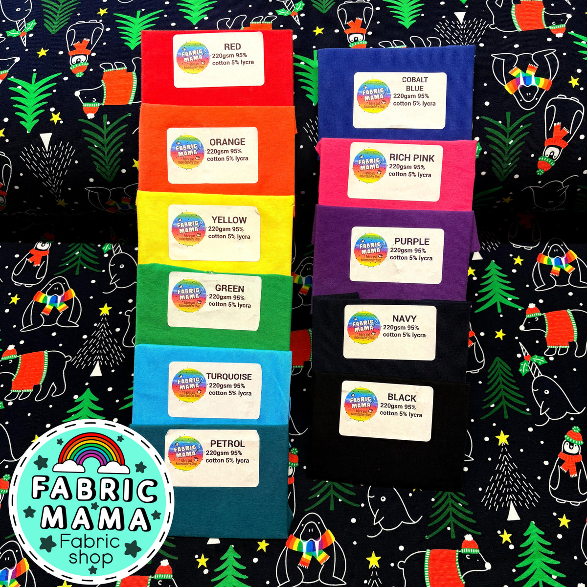 Arctic friends - Premium Cotton Lycra Jersey Fabric – Kids Stretch Fabric UK