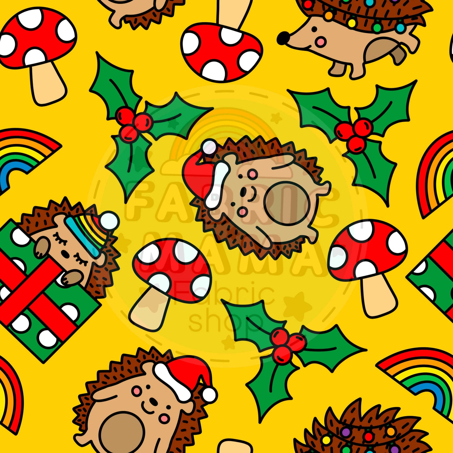 PREORDER Prickly Christmas - Premium Cotton Lycra Jersey Fabric – Kids Stretch Fabric UK
