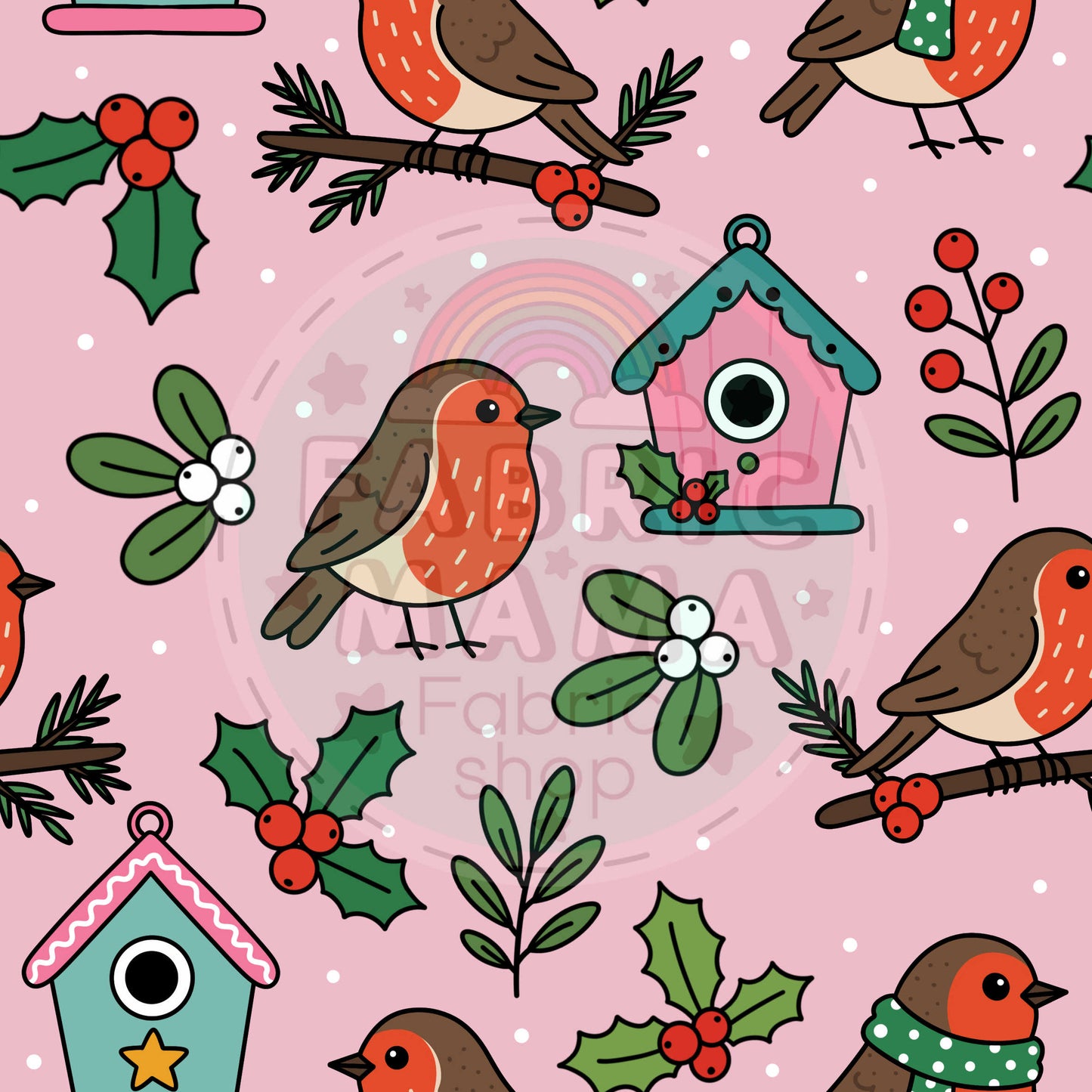 PREORDER Rosy pink robins - Brushed Back French Terry Fabric – Kids Stretch Fabric UK