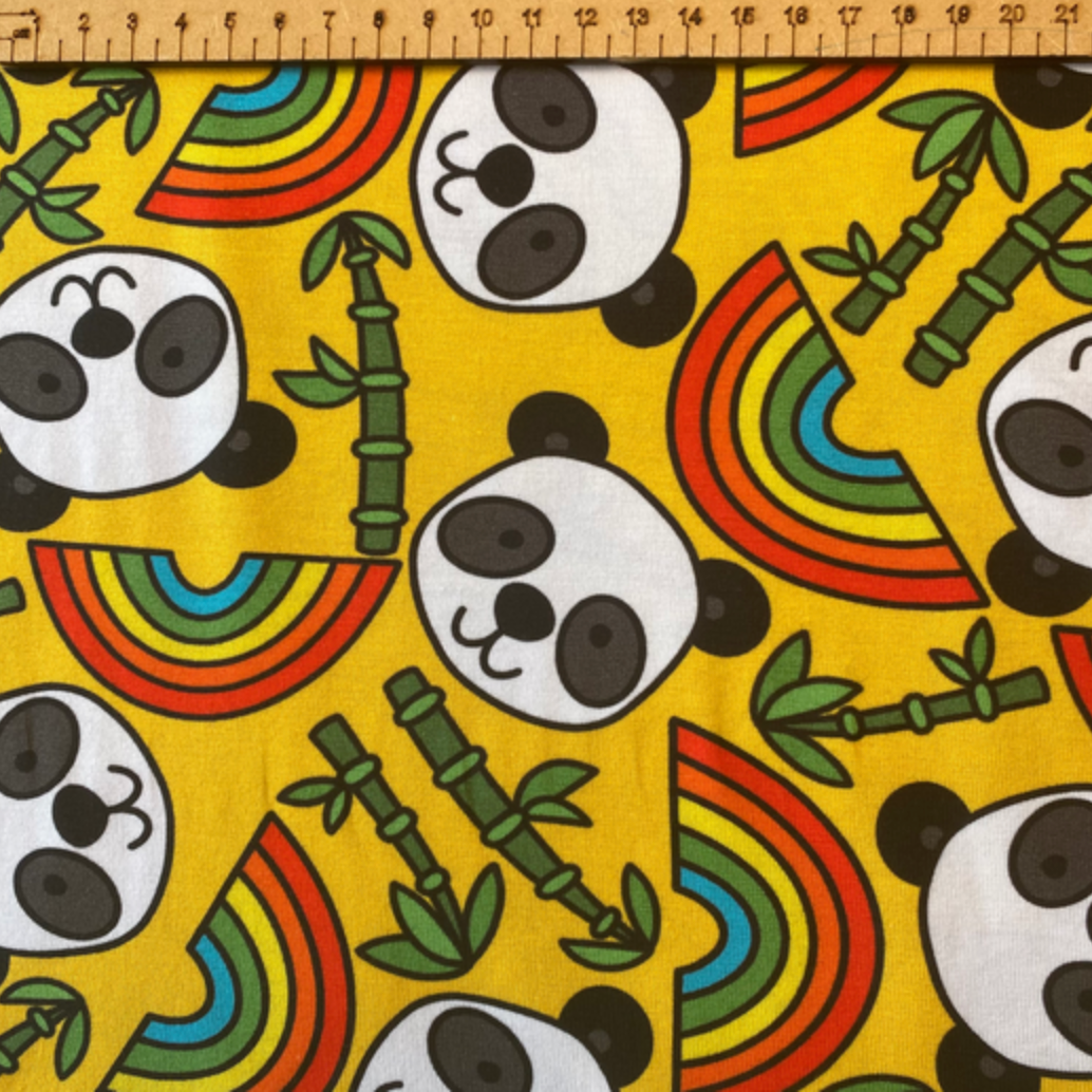 Bamboozled Pandas -220gsm Premium Cotton Lycra Jersey Fabric – Kids Stretch Fabric UK