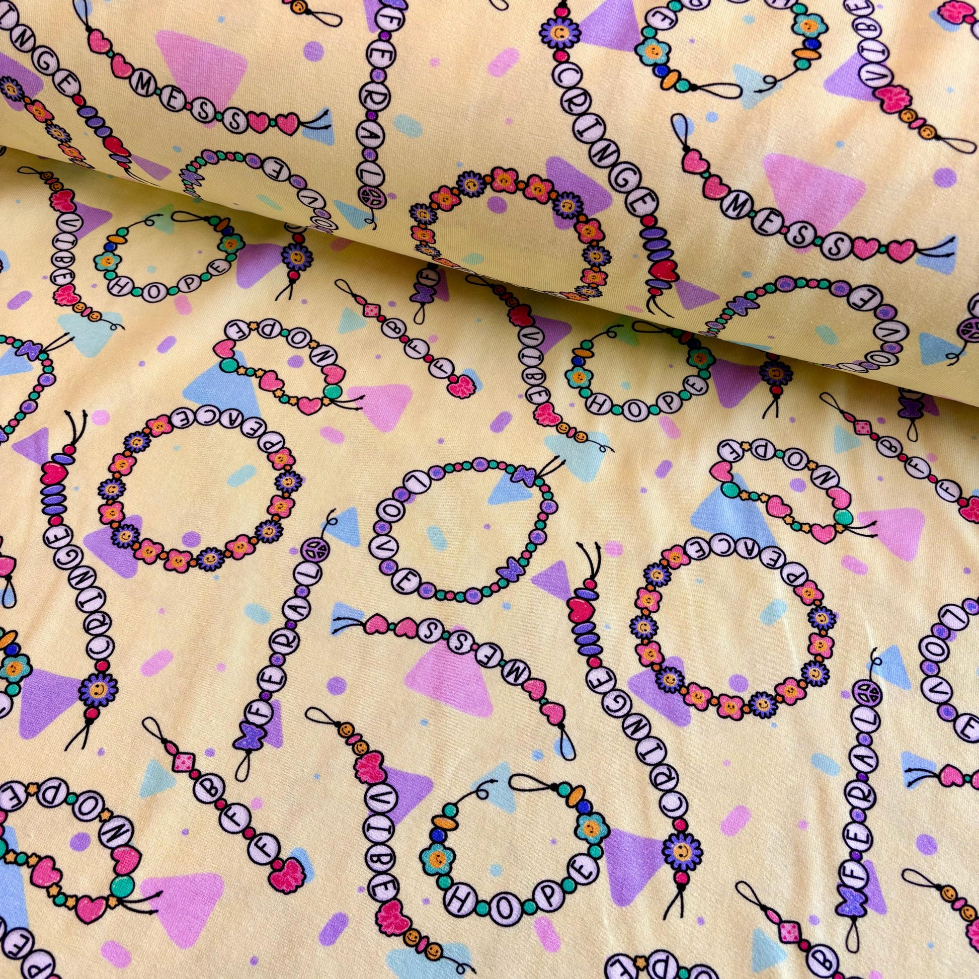 Friendship bracelets Premium Cotton Lycra Jersey Fabric – Kids Stretch Fabric UK image 0