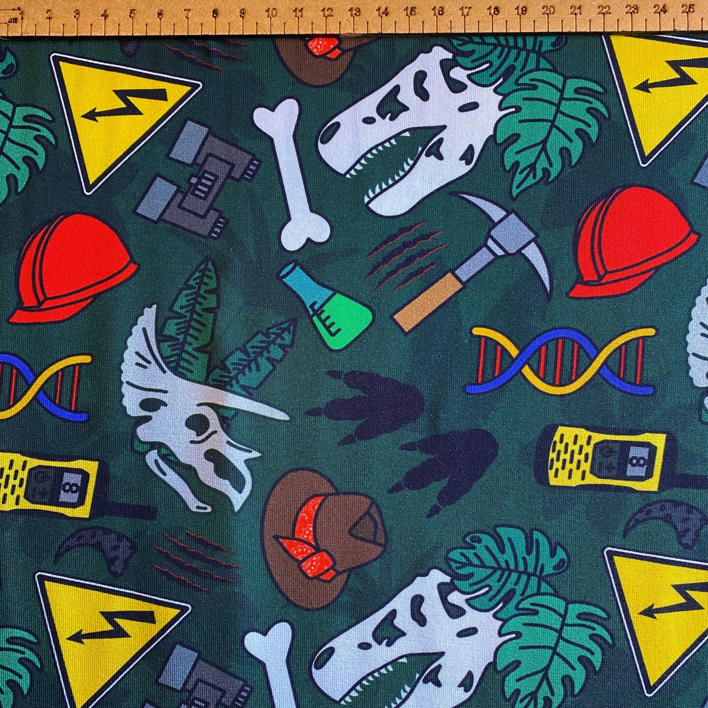 Prehistoric adventure - Premium Cotton Lycra Jersey Fabric – Kids Stretch Fabric image 1
