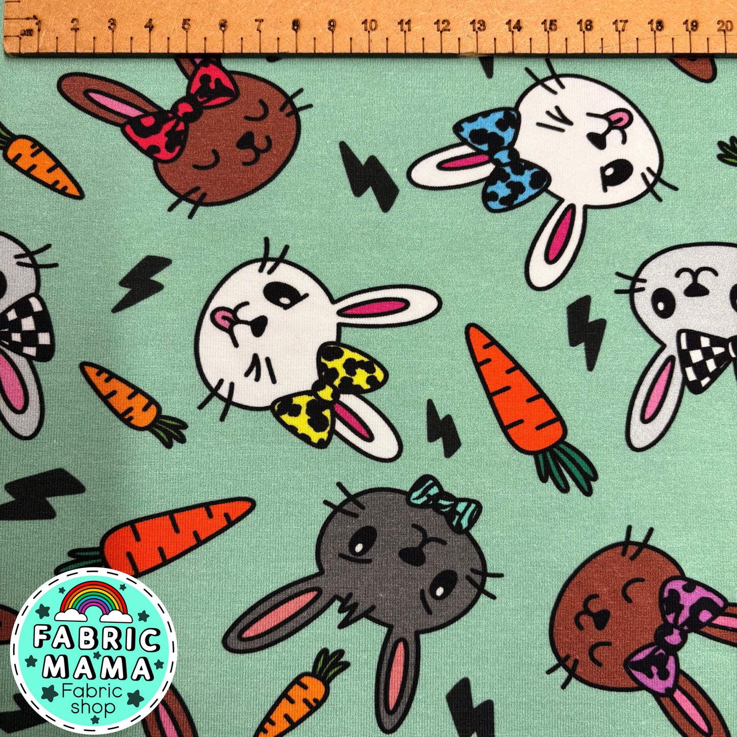 Cheeky bunnies - Premium cotton lycra jersey kids stretch fabric image 1