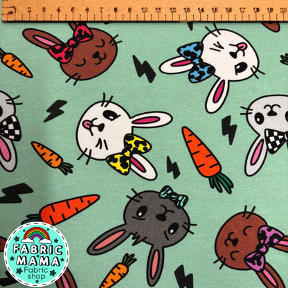 Cheeky bunnies - Premium cotton lycra jersey kids stretch fabric image 1