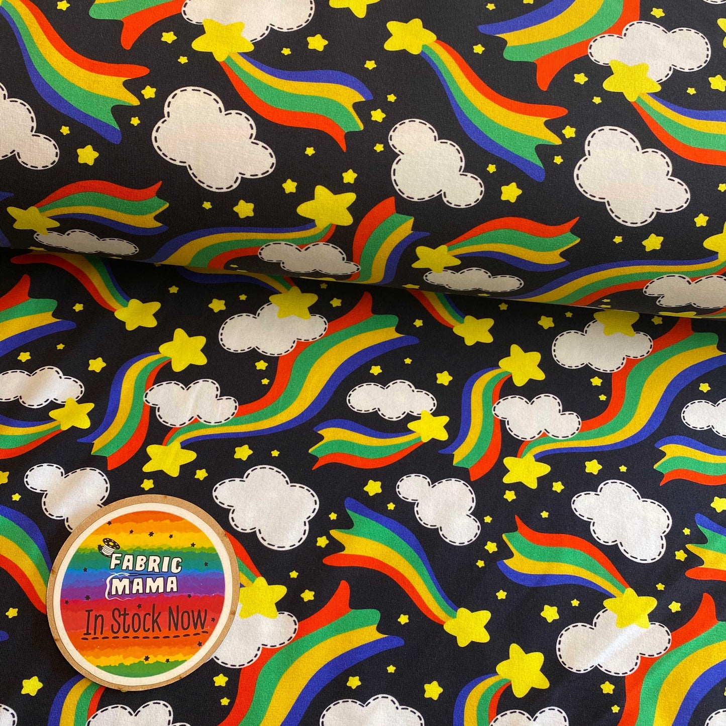 Shoot for the stars -Premium Cotton Lycra Jersey Fabric – Kids Stretch Fabric UK image 0