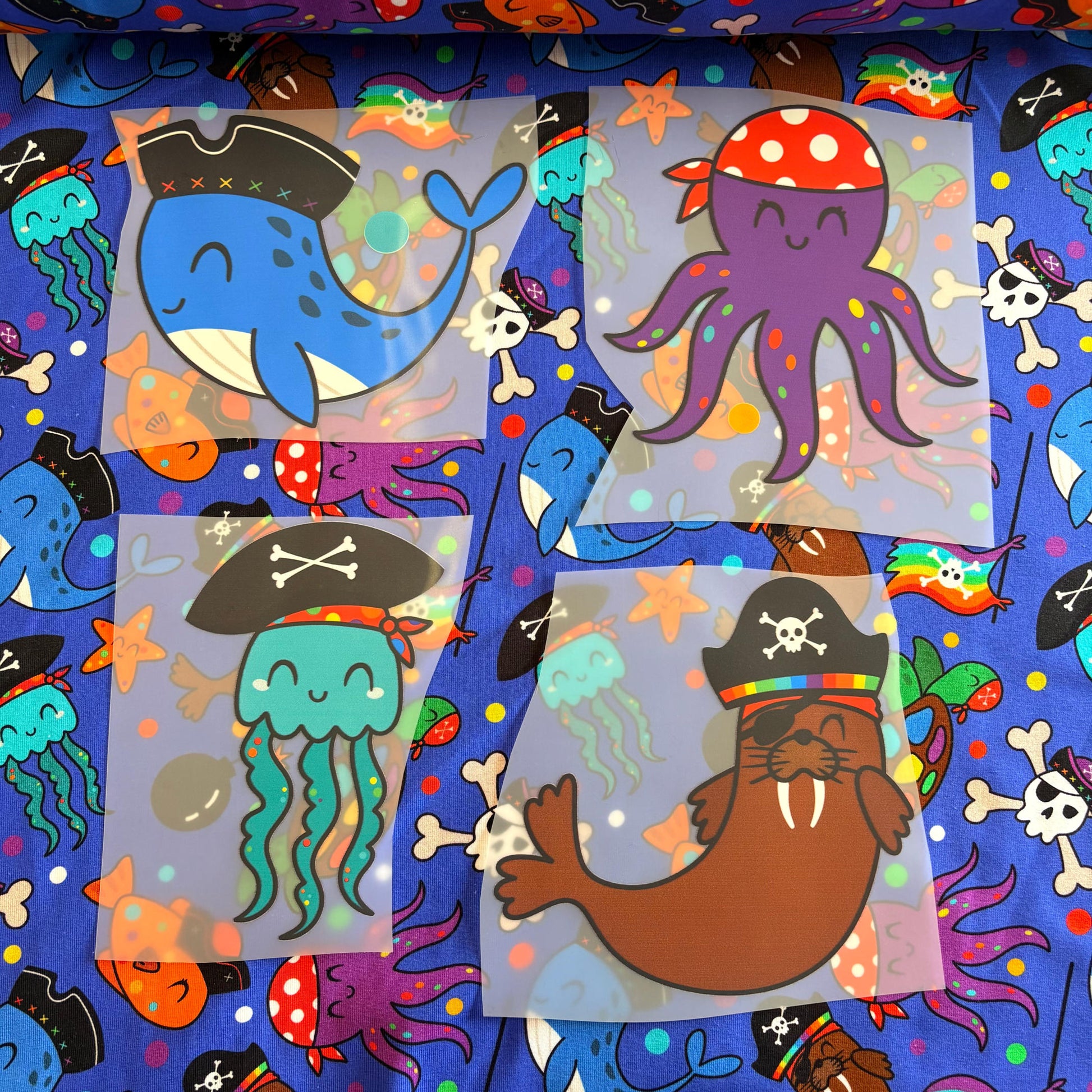 Pirate reef party Premium Cotton Lycra Jersey Fabric – Kids Stretch Fabric UK image 1