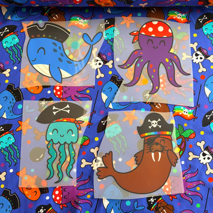 Pirate reef party Premium Cotton Lycra Jersey Fabric – Kids Stretch Fabric UK image 1