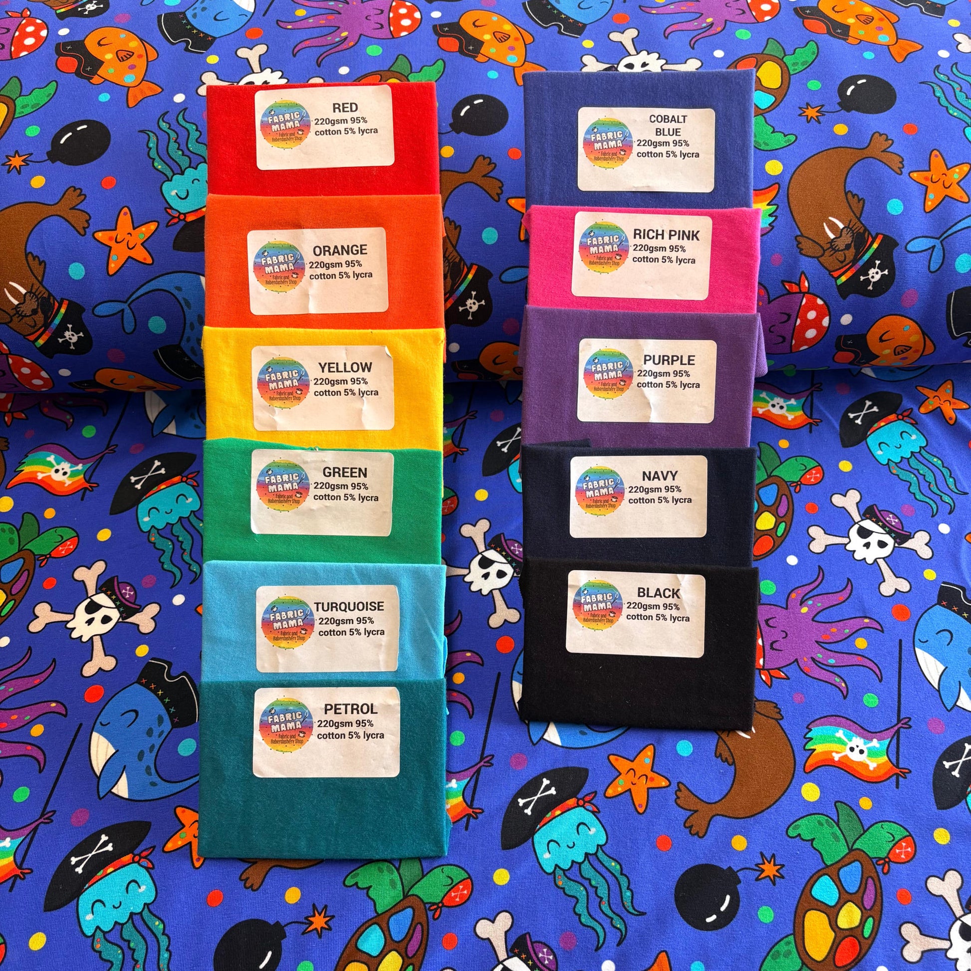 Pirate reef party Premium Cotton Lycra Jersey Fabric – Kids Stretch Fabric UK image 3