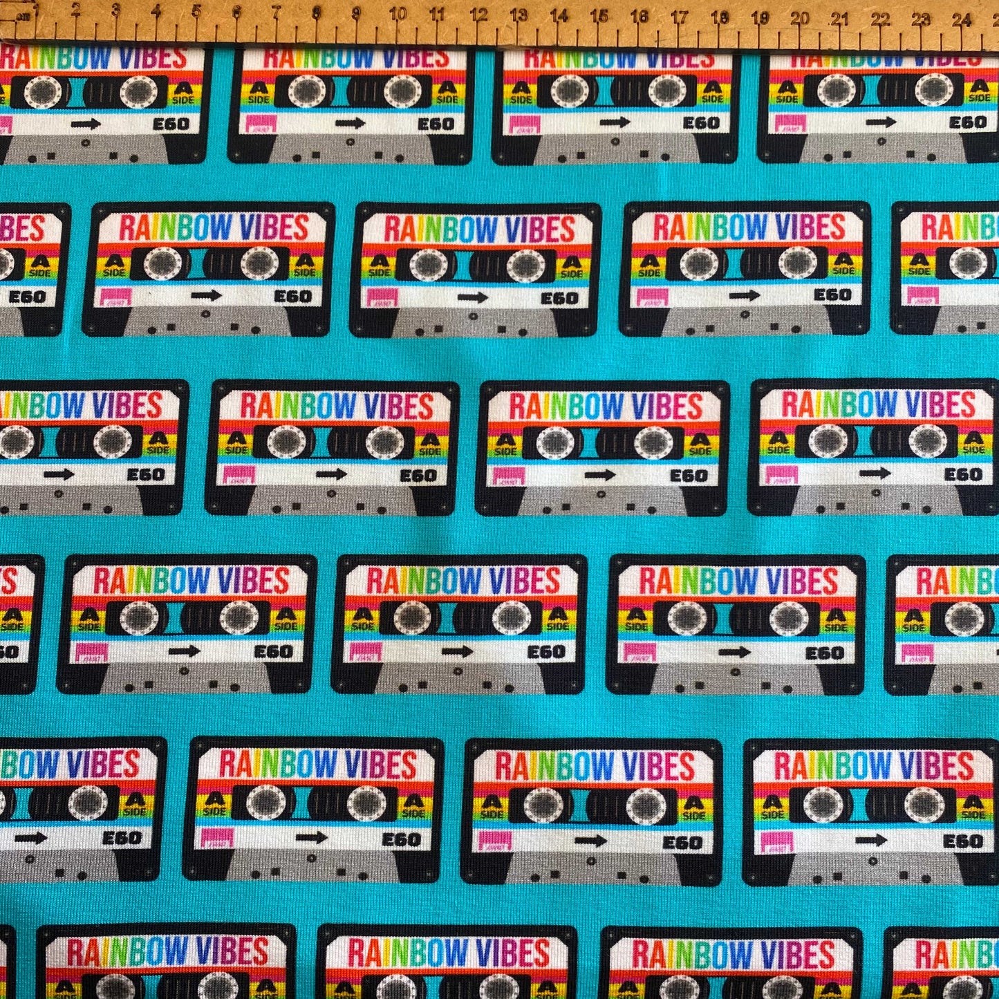 Rainbow tapes - Premium Cotton Lycra Jersey Fabric – Kids Stretch Fabric UK image 1