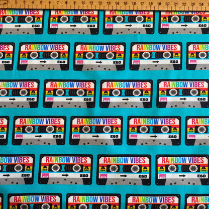 Rainbow tapes - Premium Cotton Lycra Jersey Fabric – Kids Stretch Fabric UK image 1