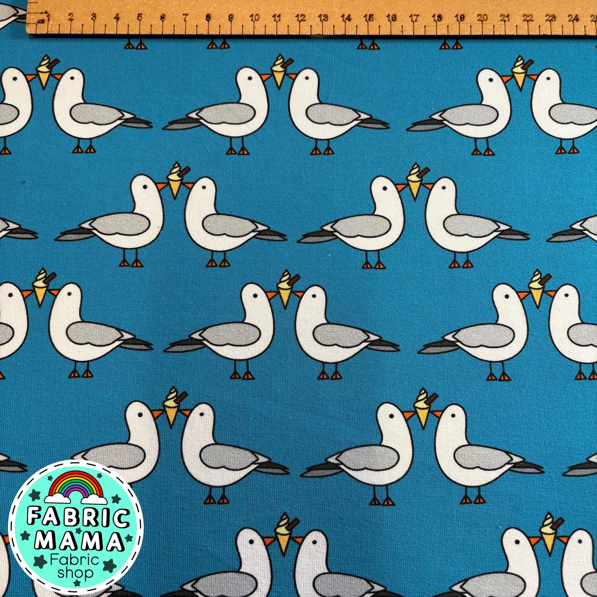 Gulls just wanna have fun - Premium cotton lycra jersey kids stretch fabric image 1