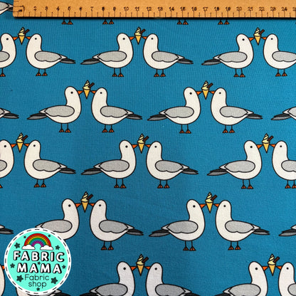 Gulls just wanna have fun - Premium cotton lycra jersey kids stretch fabric image 1