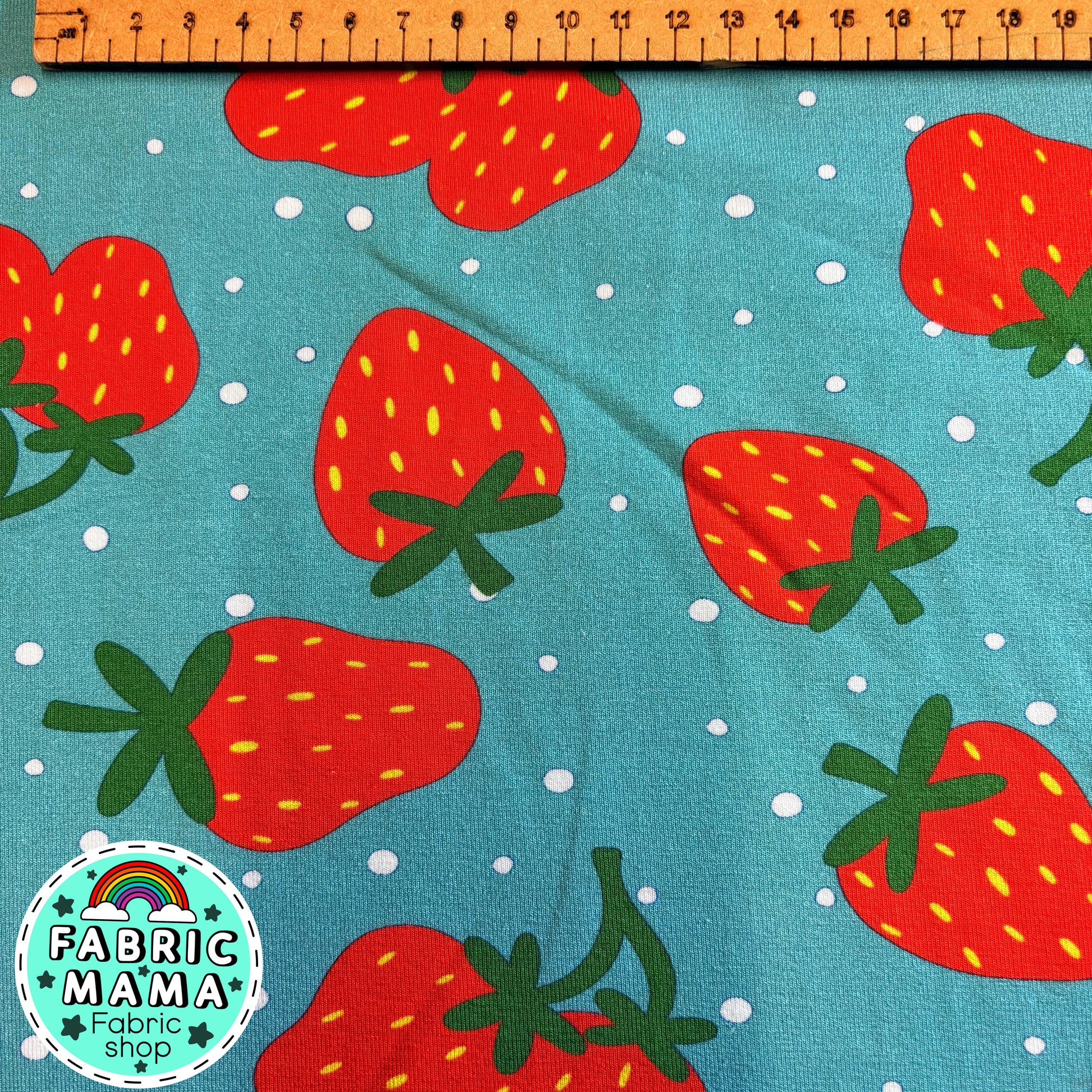 Strawberries - Premium cotton lycra jersey kids stretch fabric image 1