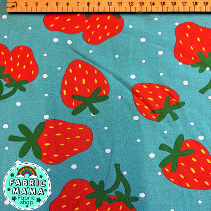 Strawberries - Premium cotton lycra jersey kids stretch fabric image 1