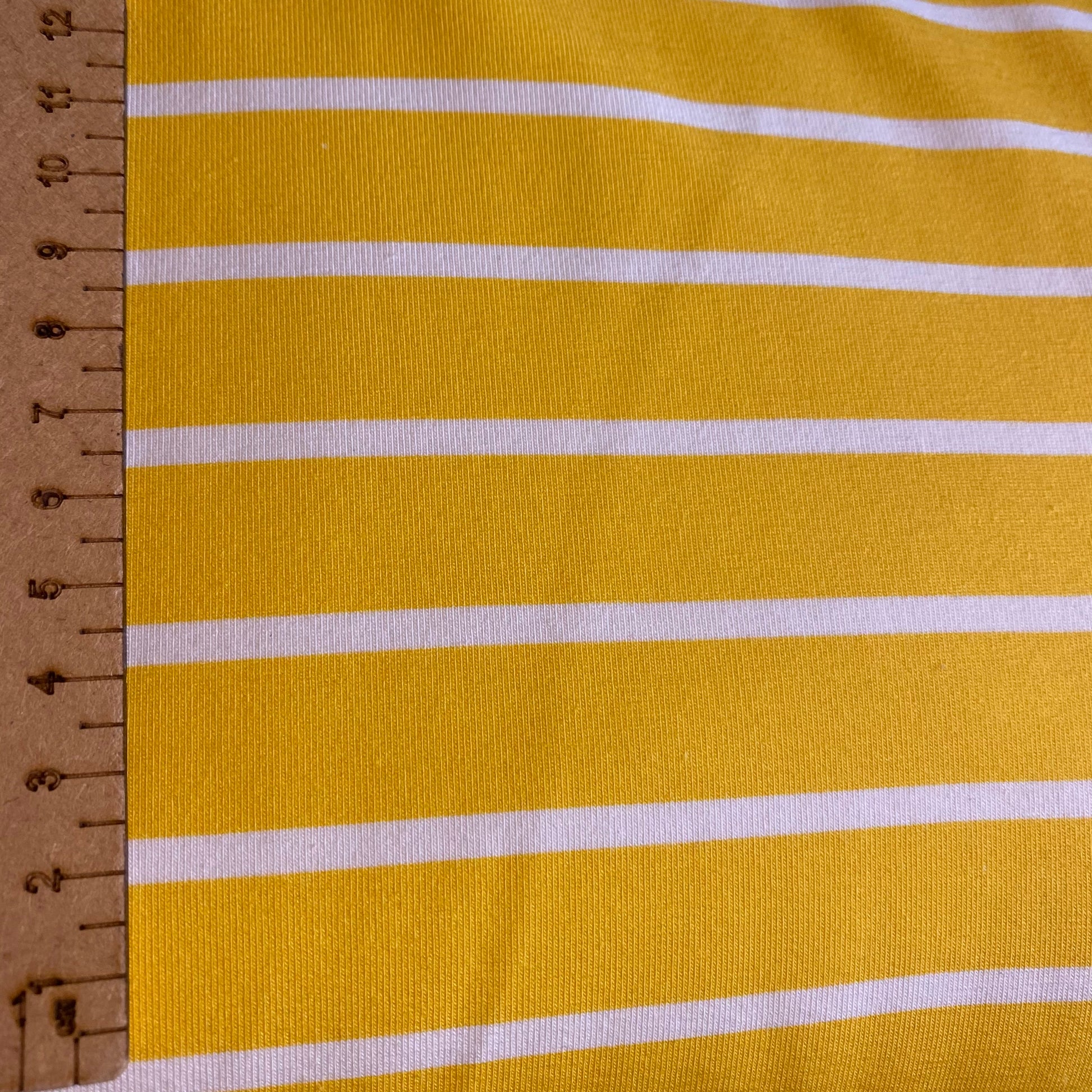 Breton stripes YELLOW -Premium Cotton Lycra Jersey Fabric – Kids Stretch Fabric image 3
