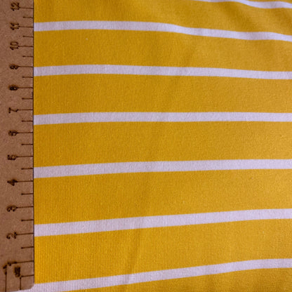Breton stripes YELLOW -Premium Cotton Lycra Jersey Fabric – Kids Stretch Fabric image 3