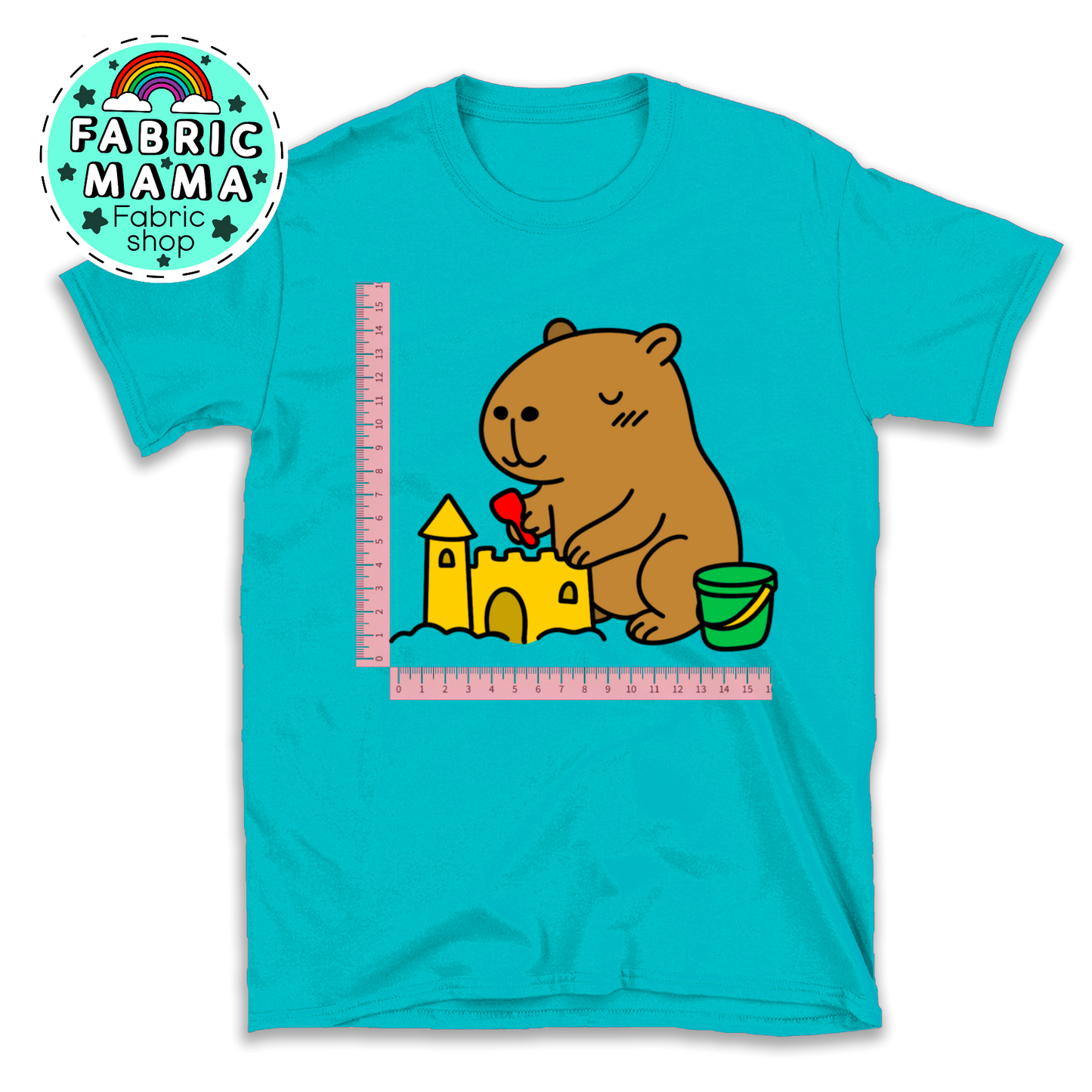 DTF iron on transfer -  Capybara beach bums sand castle image 0