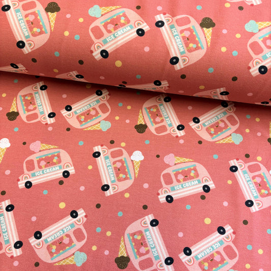 Retro ice cream adventure Premium Cotton Lycra Jersey Fabric – Kids Fabric image 0