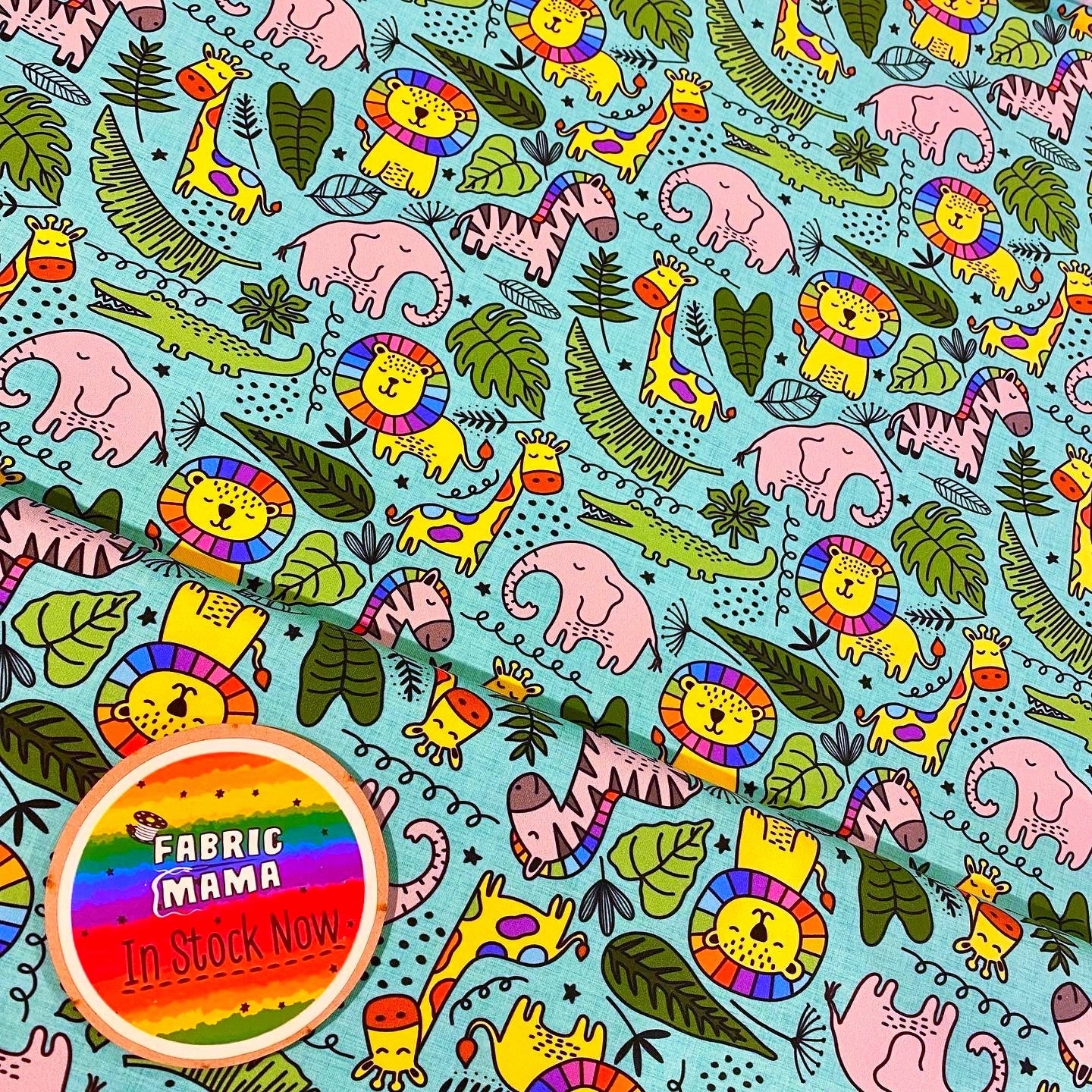 Jungle friends - Premium cotton lycra jersey kids stretch fabric image 0