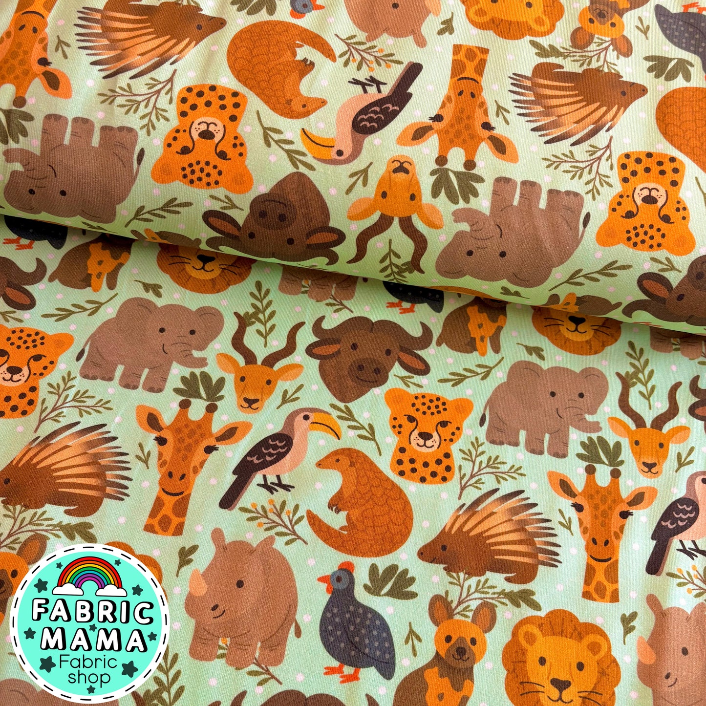 Bush safari - premium cotton lycra jersey kids stretch fabric image 0