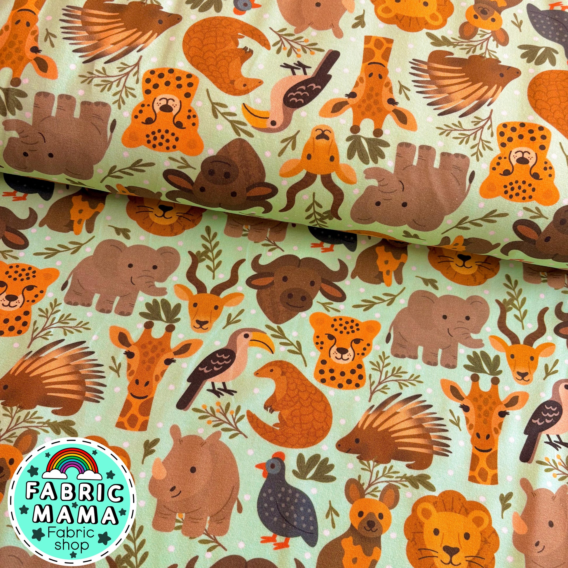 Bush safari - premium cotton lycra jersey kids stretch fabric image 0