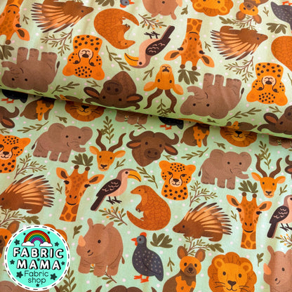Bush safari - premium cotton lycra jersey kids stretch fabric image 0