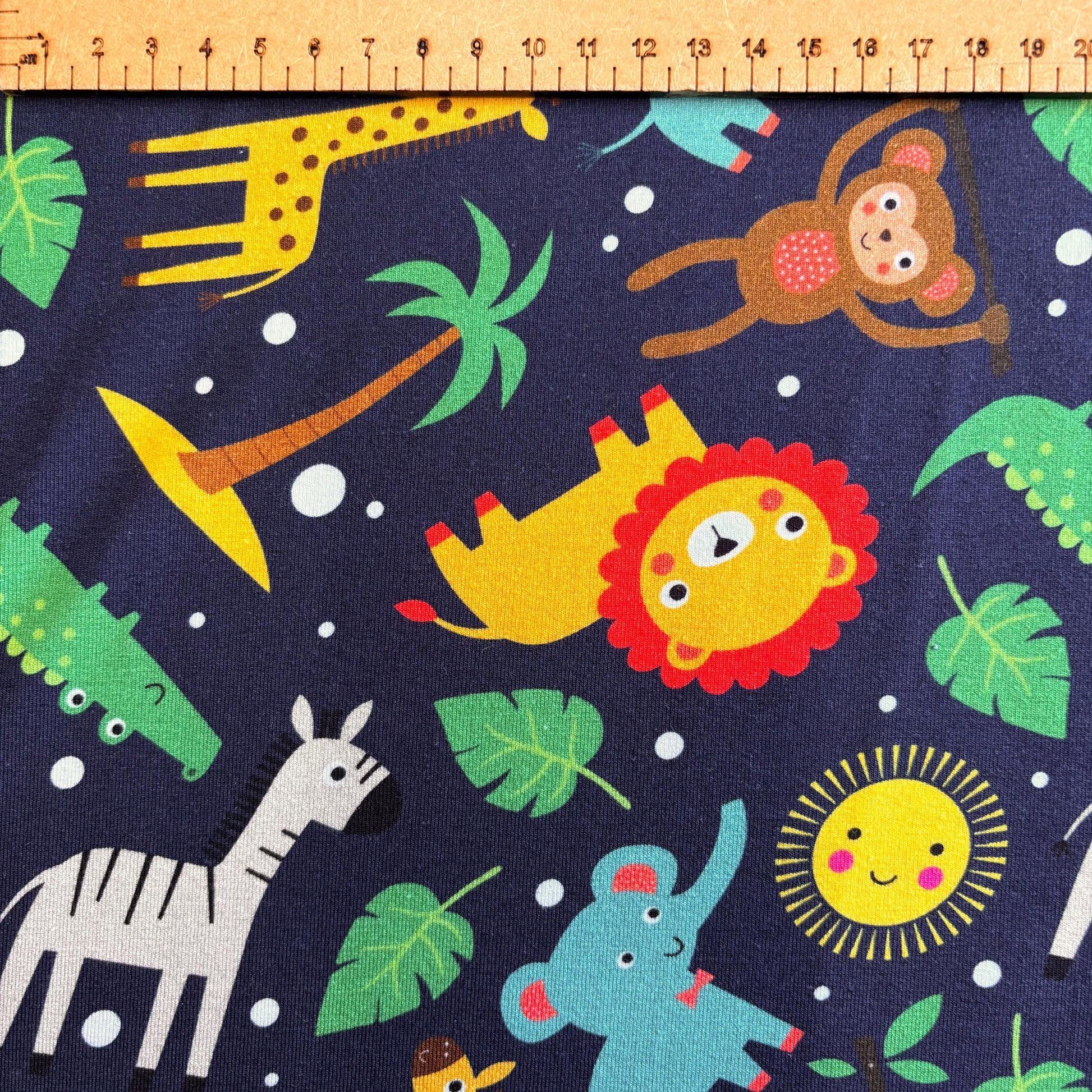 Midnight Jungle Premium Cotton Lycra Jersey Fabric – Kids Stretch Fabric UK image 1