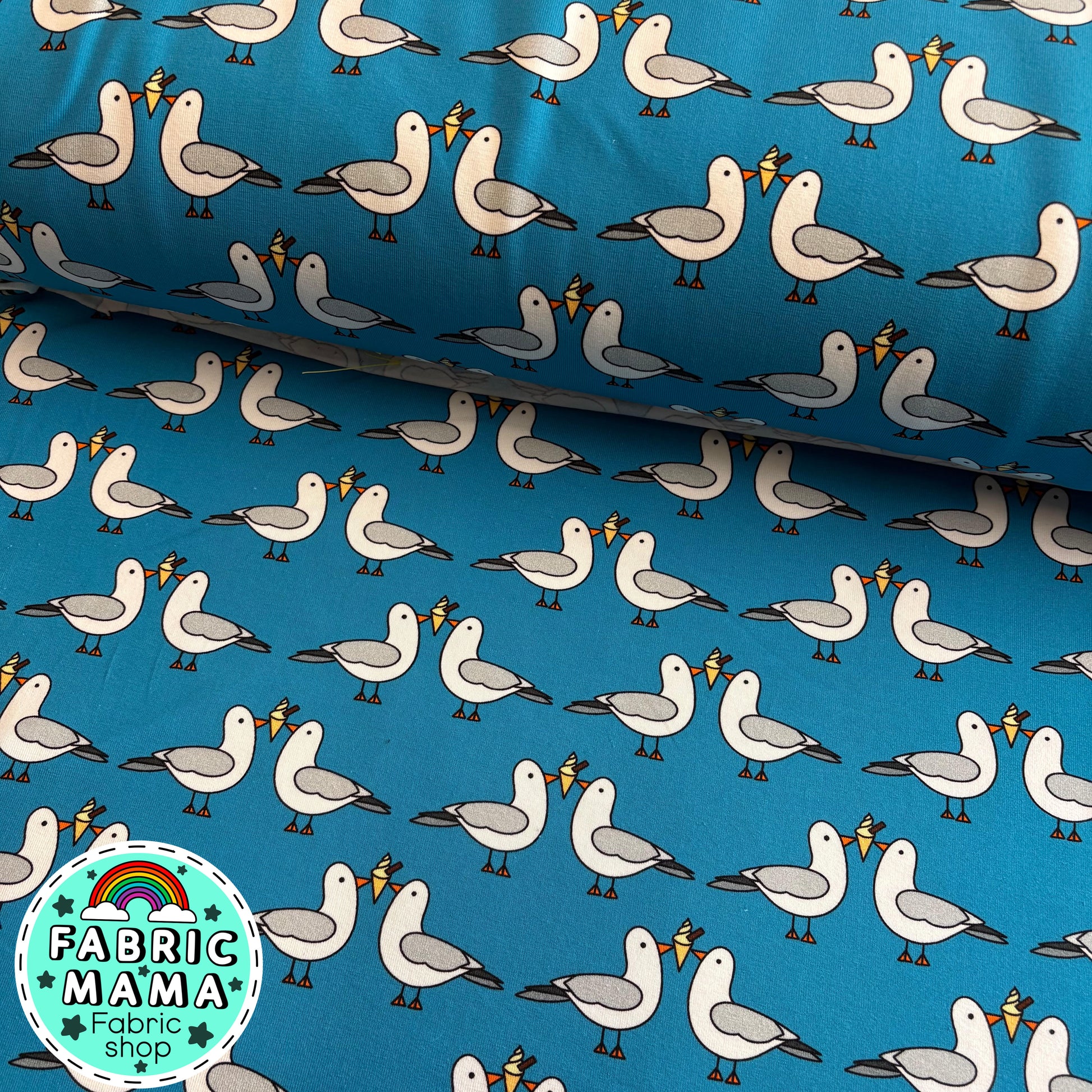 Gulls just wanna have fun - Premium cotton lycra jersey kids stretch fabric image 0
