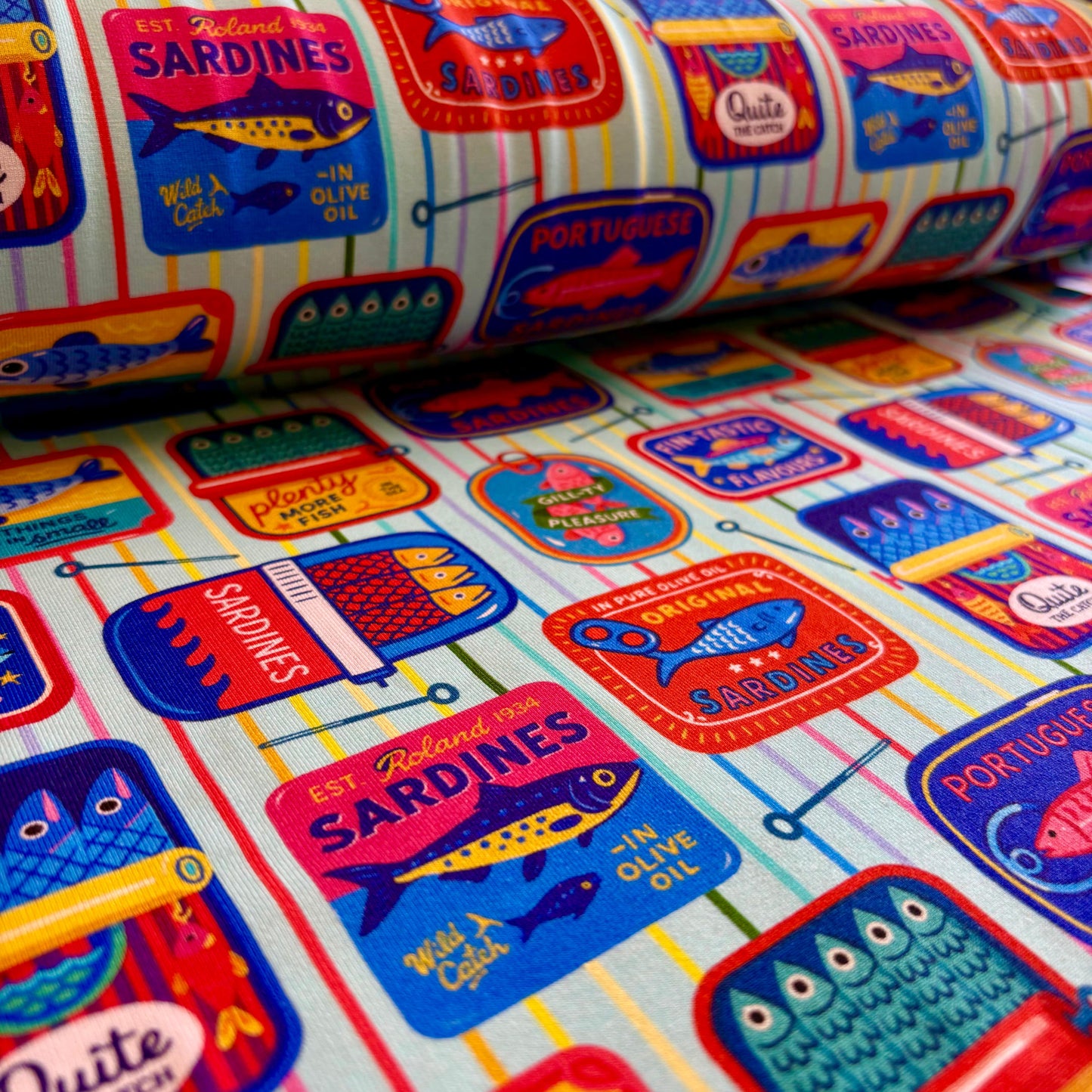 Catch of the day Premium Cotton Lycra Jersey Fabric – Kids Stretch Fabric UK image 1