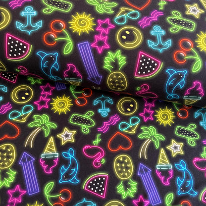 Neon summer Premium Cotton Lycra Jersey Fabric – Kids Stretch Fabric UK image 0