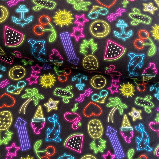 Neon summer Premium Cotton Lycra Jersey Fabric – Kids Stretch Fabric UK image 0