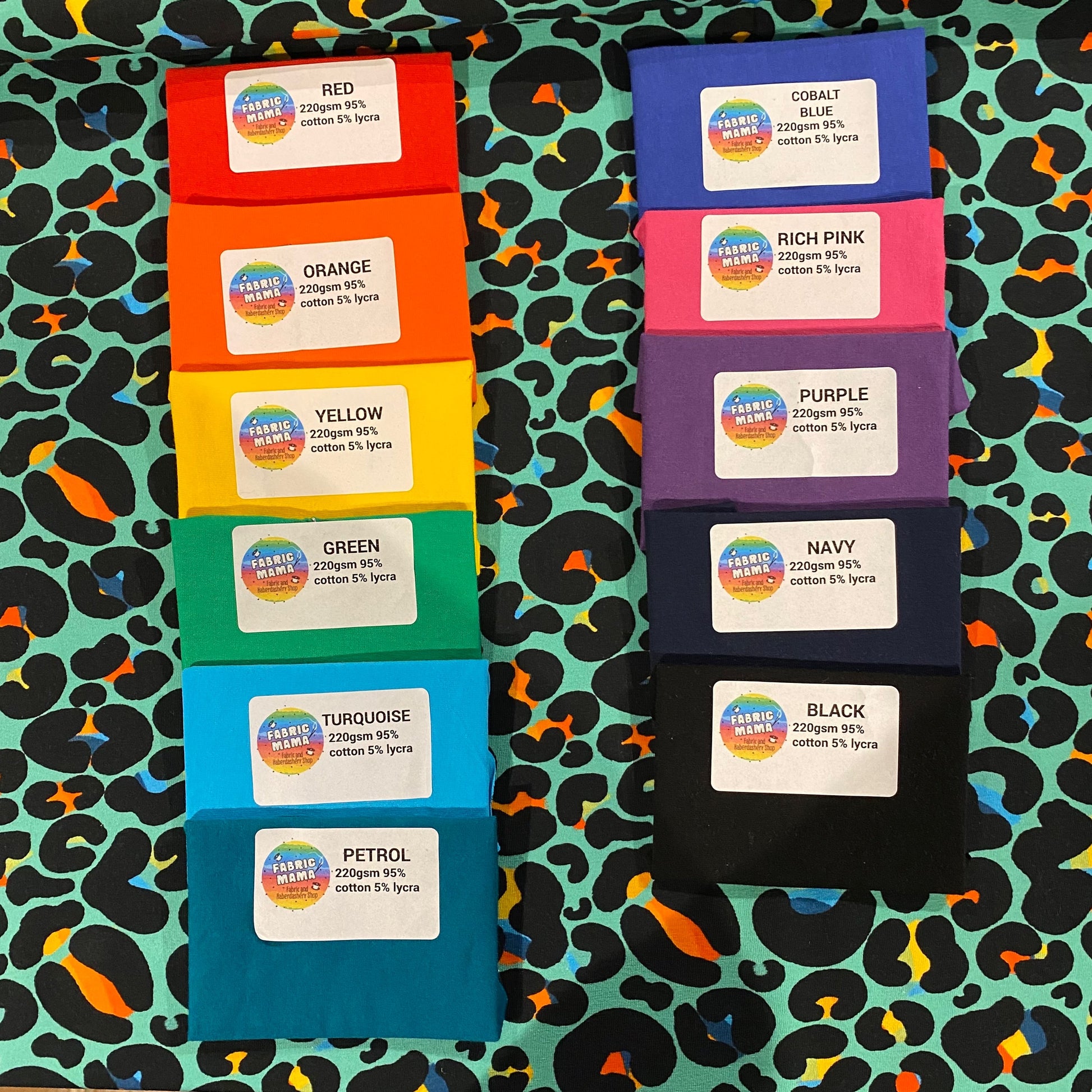 Turquoise Grrrainbow Premium Cotton Lycra Jersey Fabric – Kids Stretch Fabric UK image 2