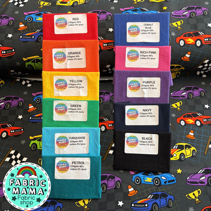 Speed racer cars - Premium Cotton Lycra Jersey Fabric – Kids Stretch Fabric UK image 2