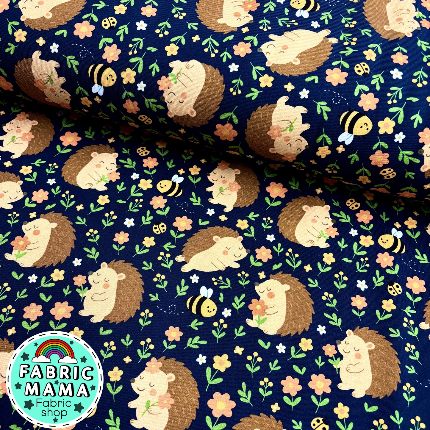 Hedgehog garden - Premium cotton lycra jersey kids stretch fabric image 0