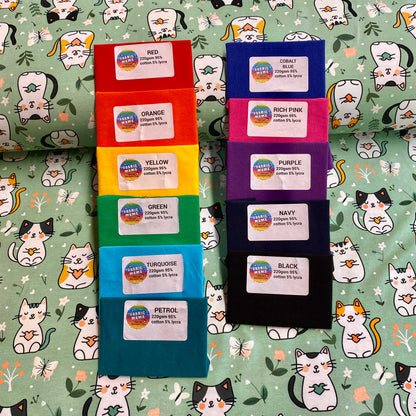 Mint cats - Premium cotton lycra jersey kids stretch fabric image 2