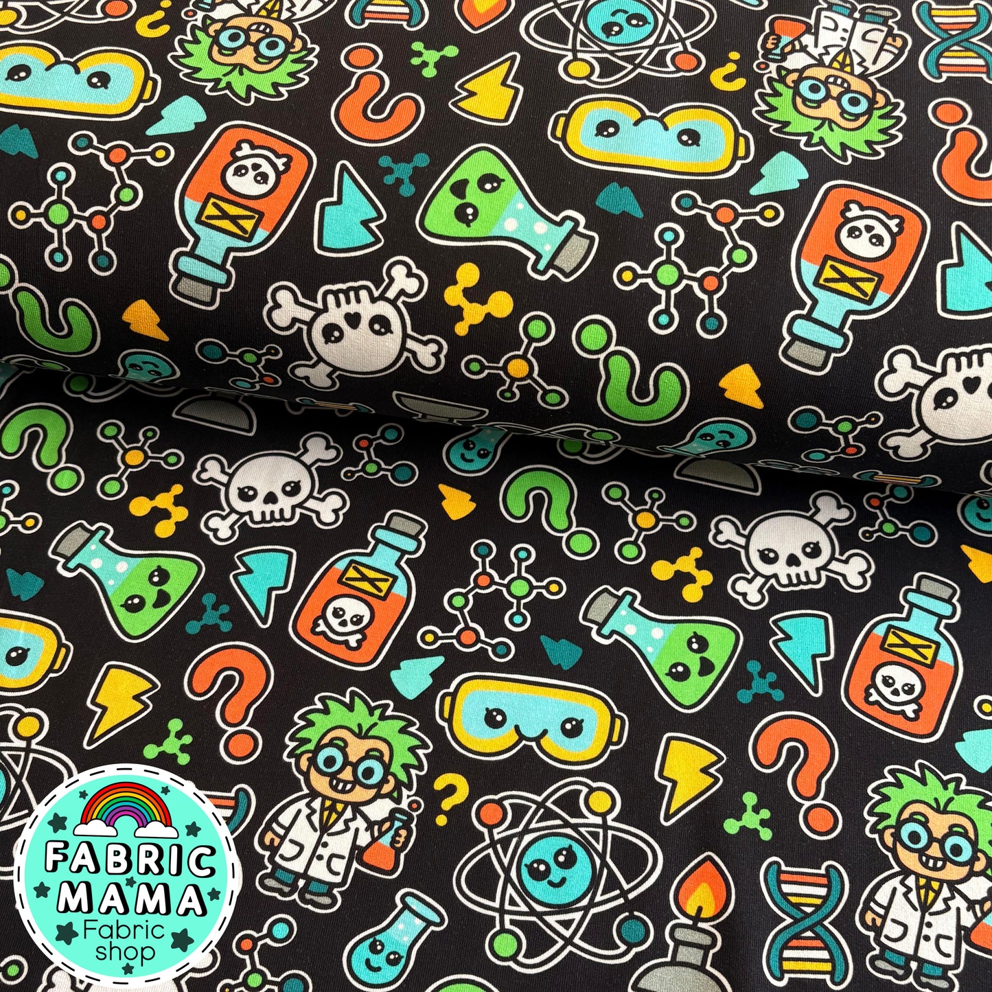 Science is mad! - premium cotton lycra jersey kids stretch fabric image 0