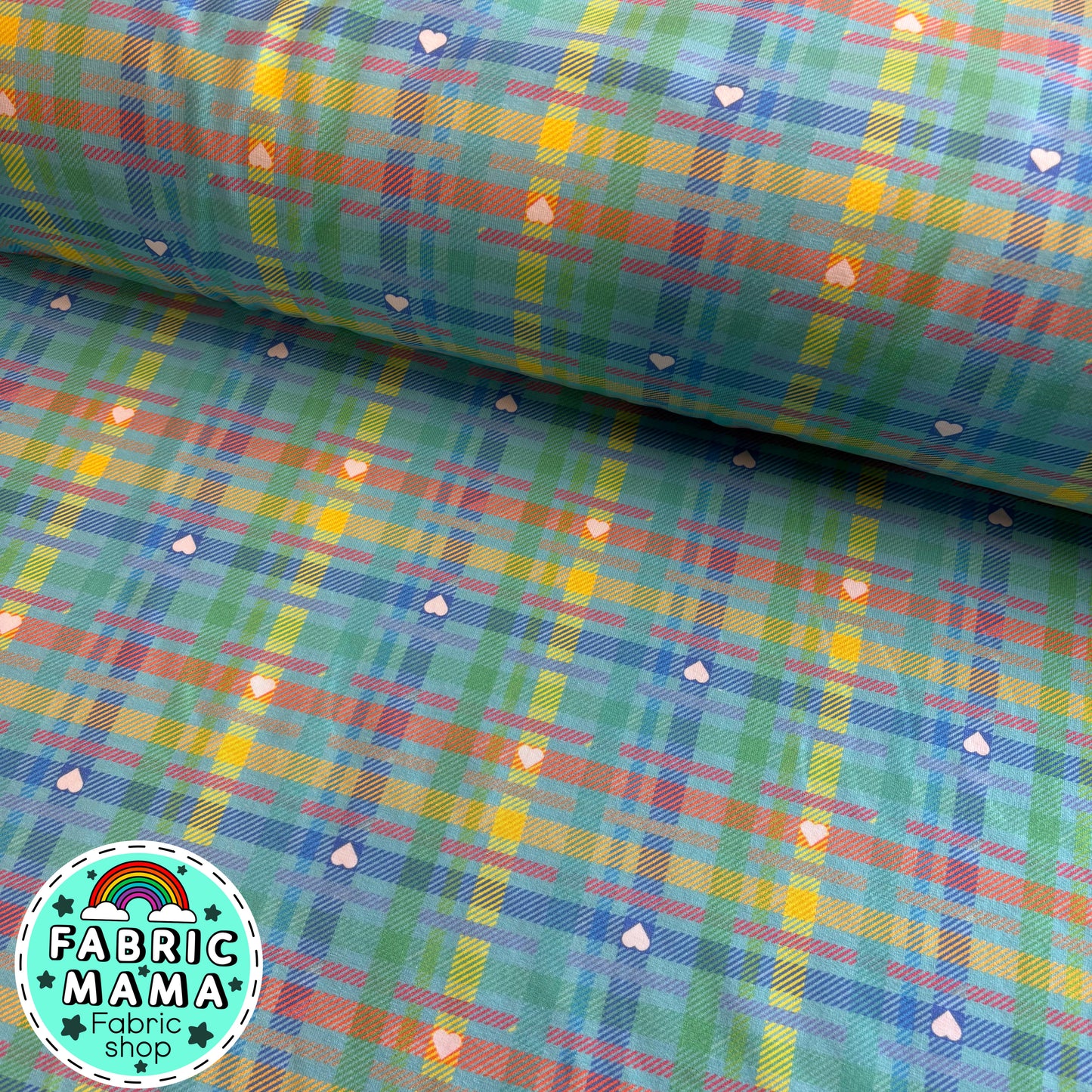 Pastel Plaid -Premium Cotton Lycra Jersey Fabric – Kids Stretch Fabric UK image 0