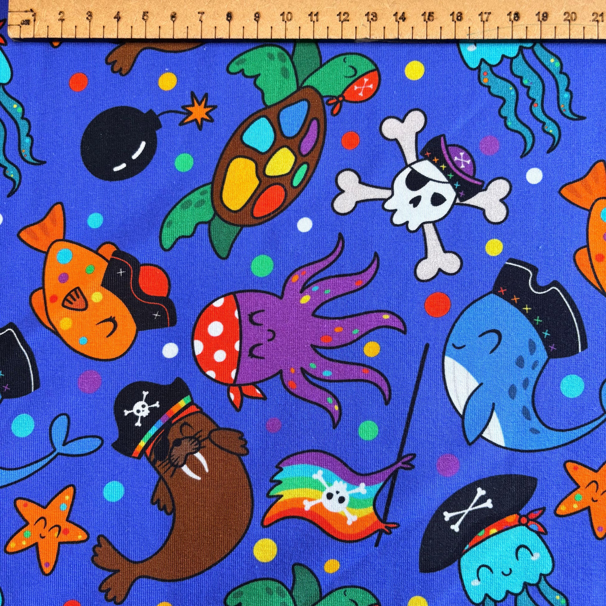 Pirate reef party Premium Cotton Lycra Jersey Fabric – Kids Stretch Fabric UK image 2