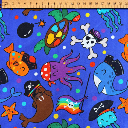 Pirate reef party Premium Cotton Lycra Jersey Fabric – Kids Stretch Fabric UK image 2